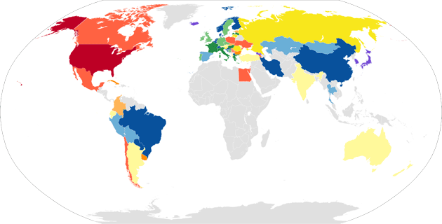 World map showing where tipping is expected and at what rate